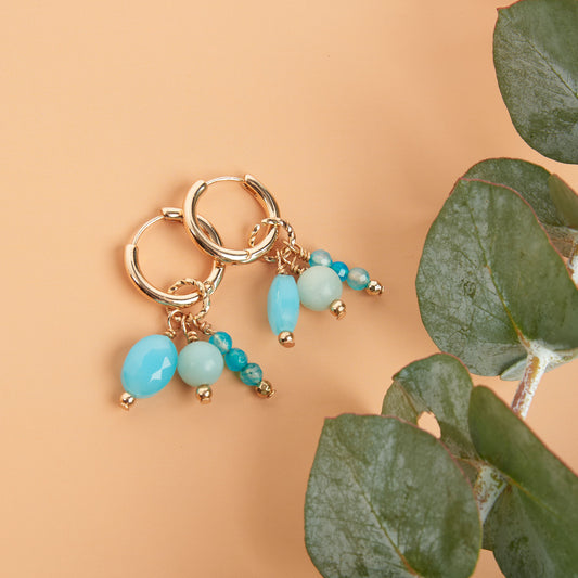 Acadia Blue Glass Bead Hoop Earrings