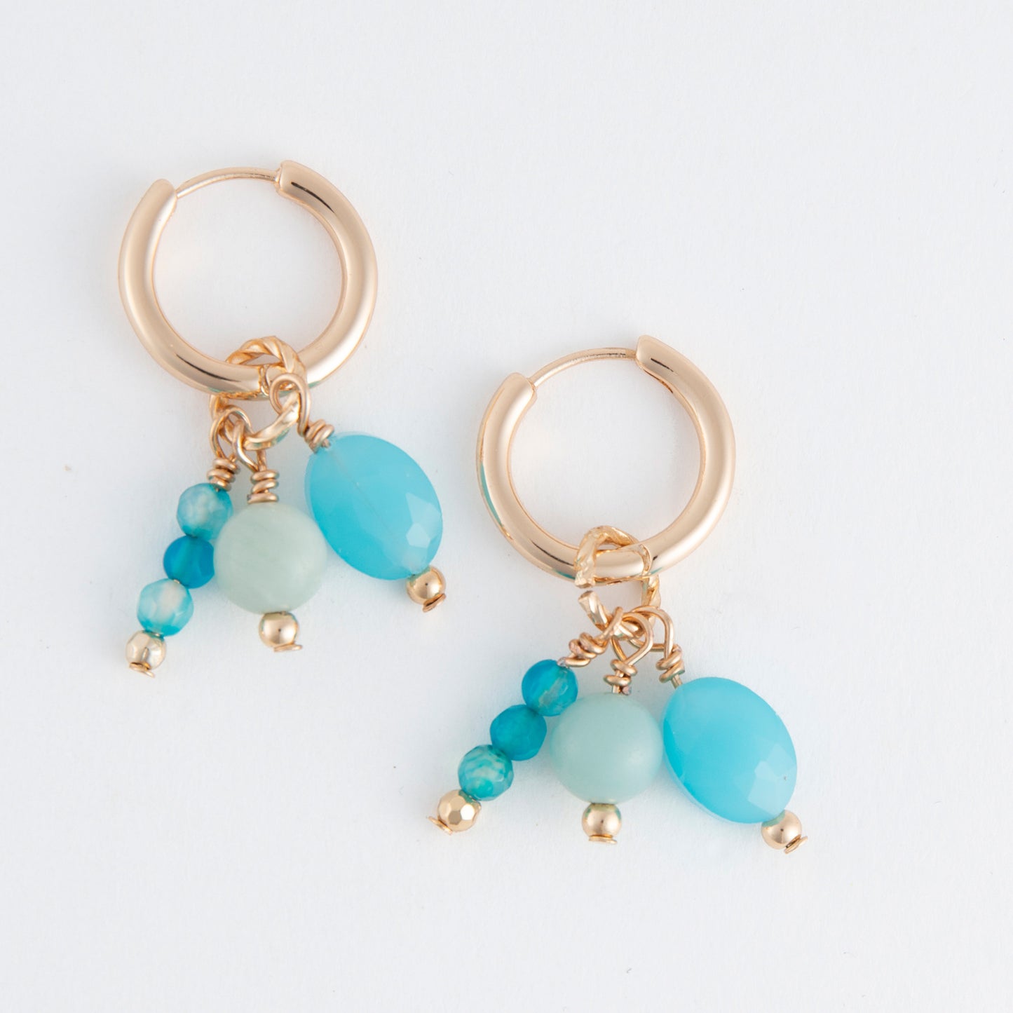 Acadia Blue Glass Bead Hoop Earrings