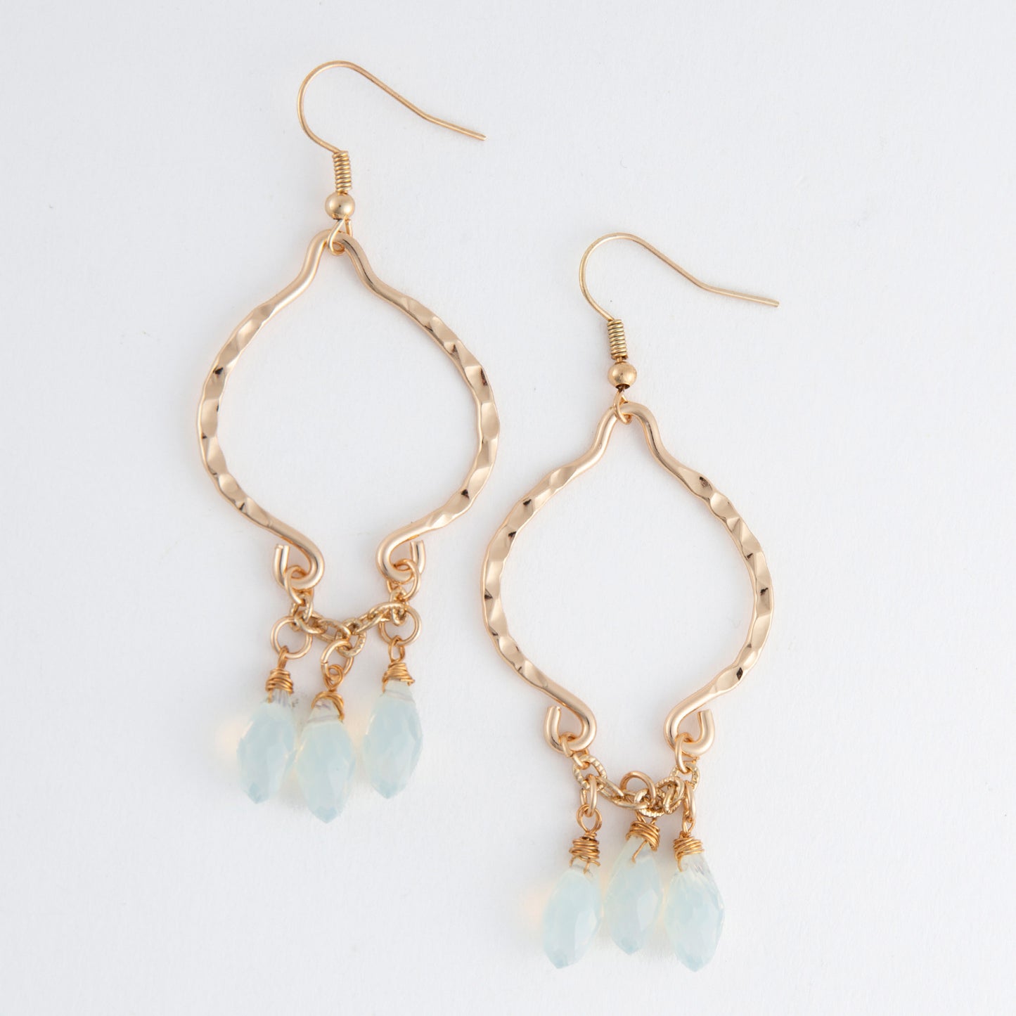 Acadia Iridescent Mint Glass Gold Chandelier Earrings