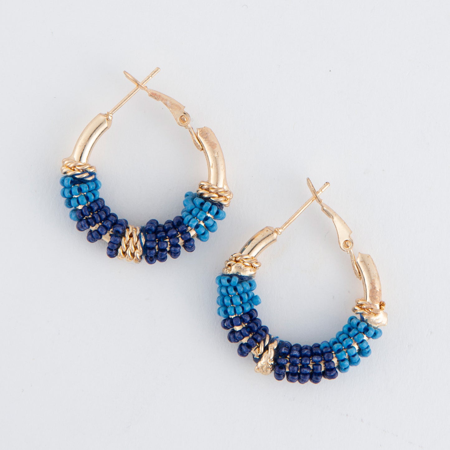 Irie Blue Seed Bead Hoop Earrings