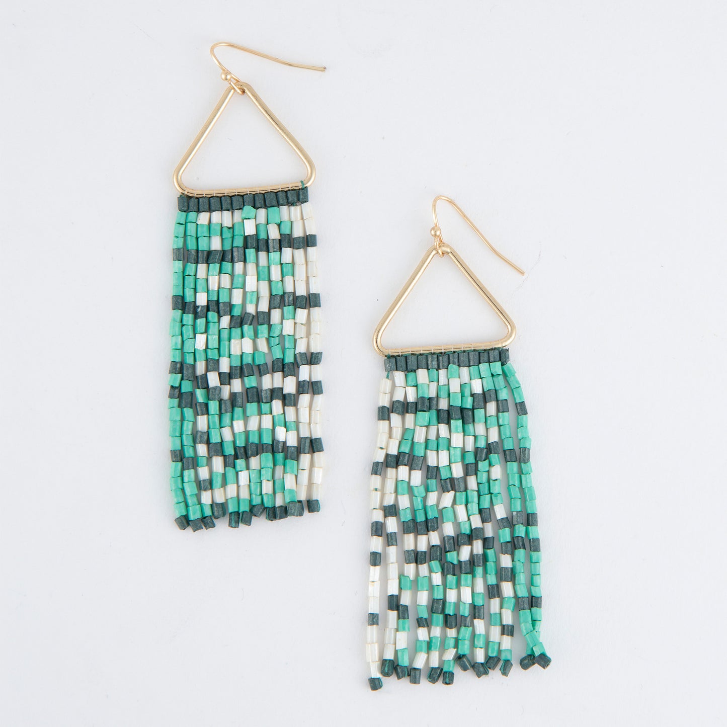 Irie Aqua Beaded Rectangle Dangle Earrings