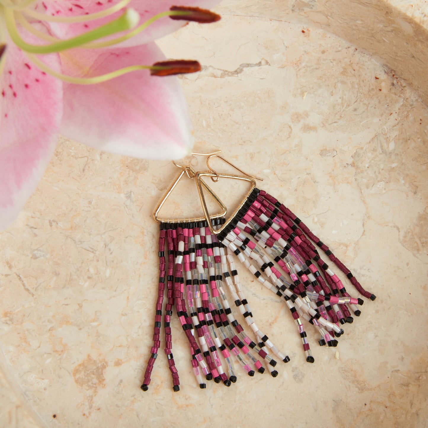 Irie Berry Beaded Rectangle Dangle Earrings