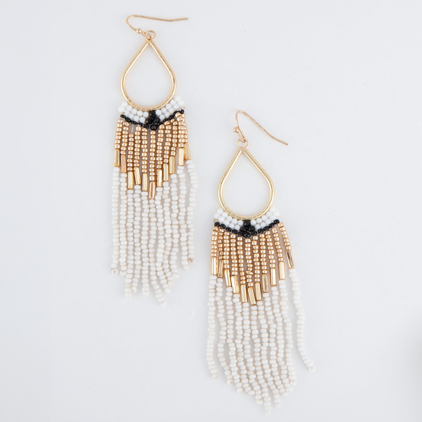 Irie Snow White Beaded Teardrop Dangle Earrings