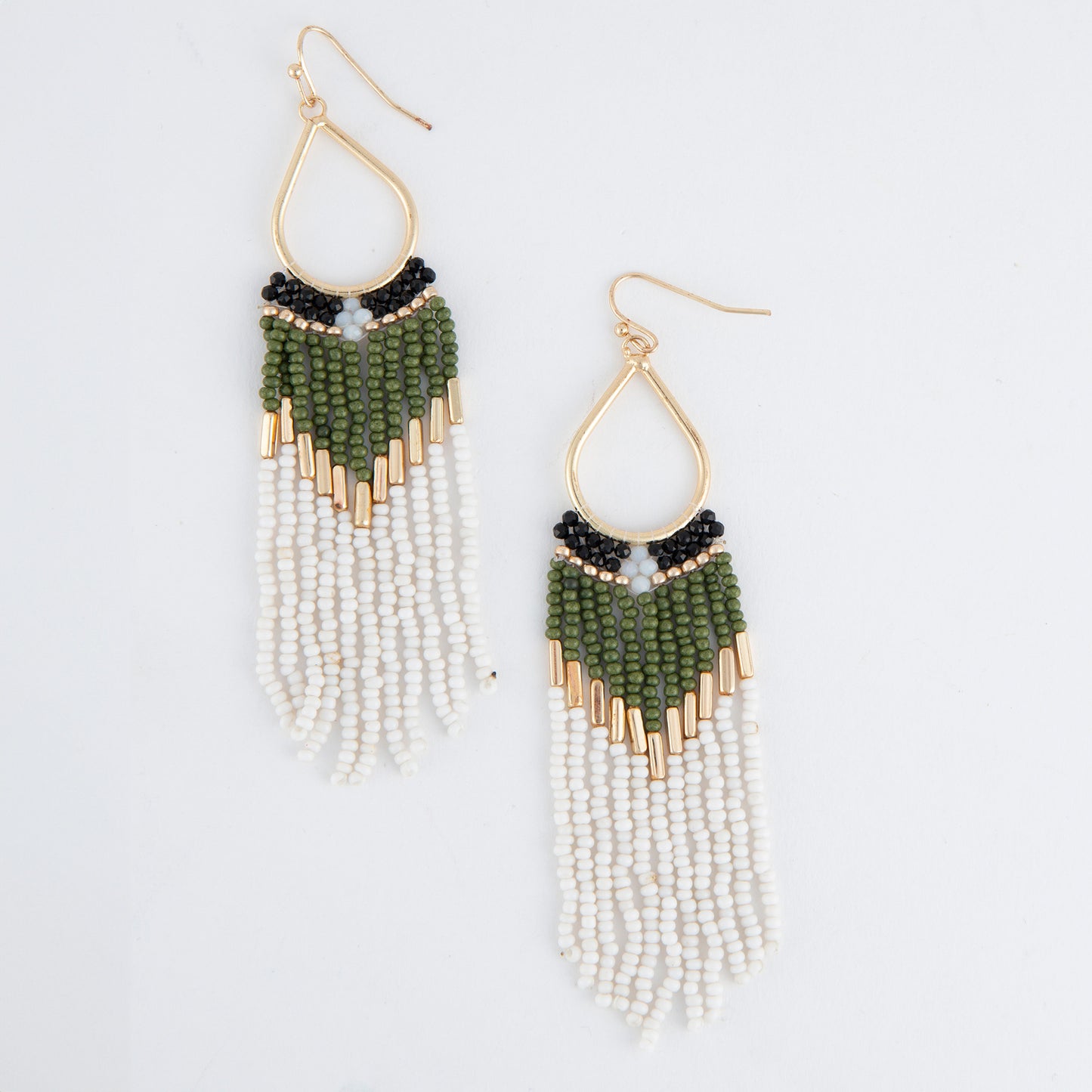 Irie Green Beaded Teardrop Dangle Earrings