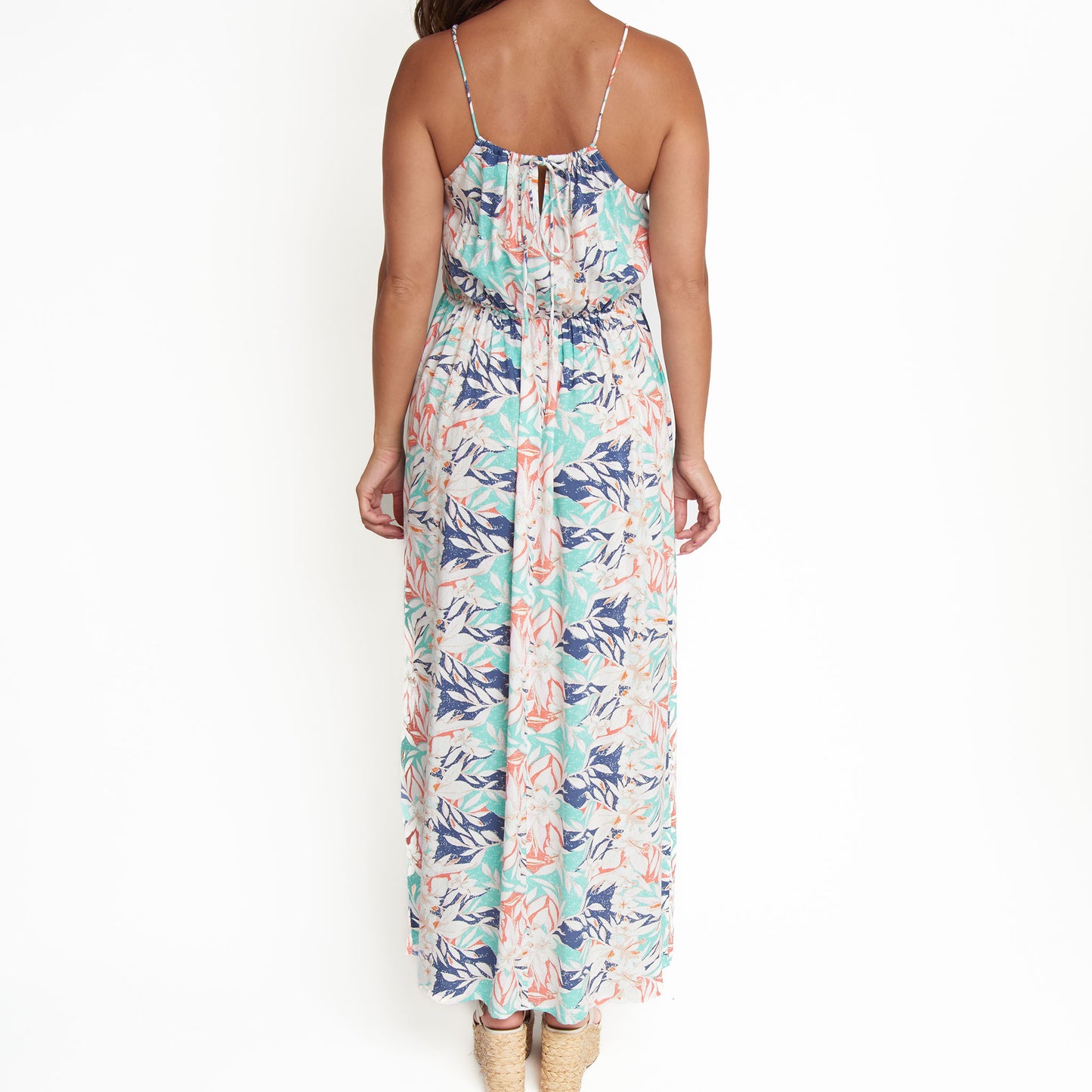 Kinsley Adjustable Stap Halter Maxi Dress with Pockets