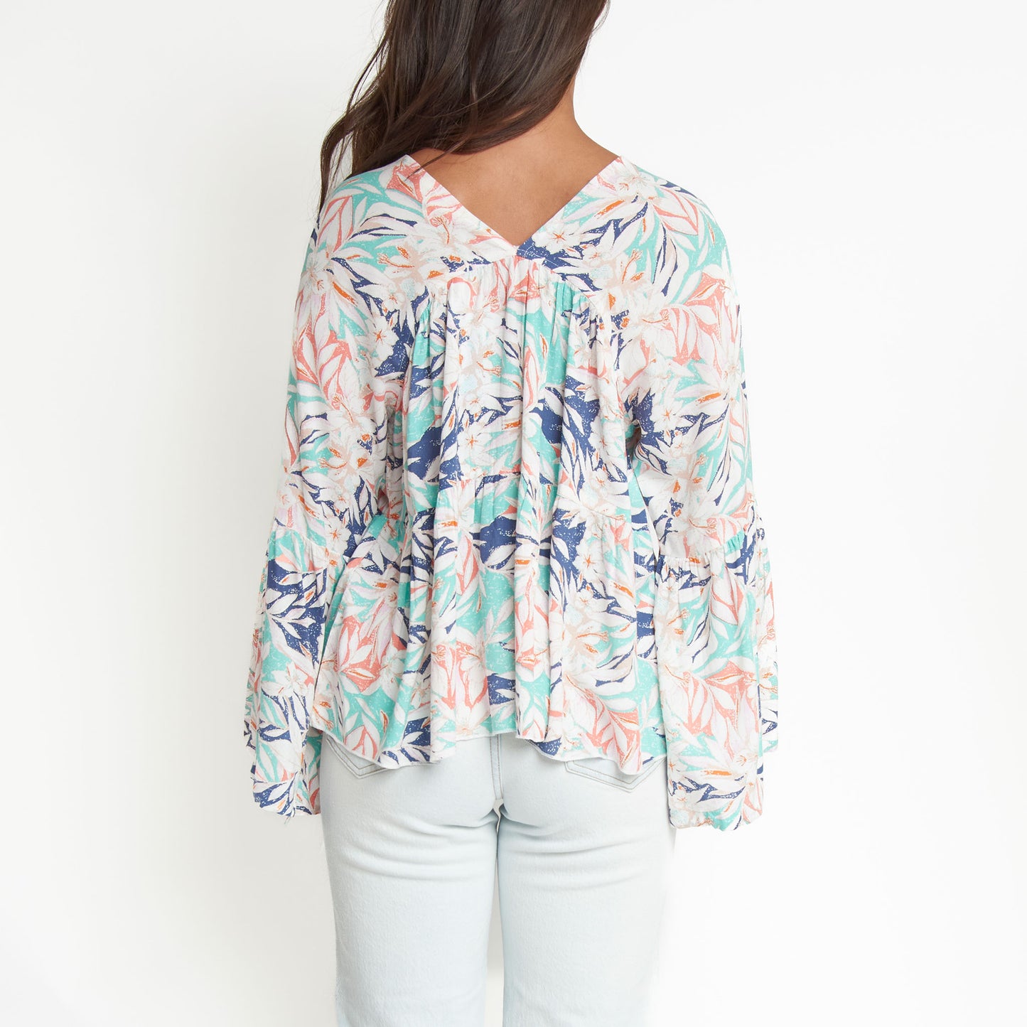 Kinsley Tiered V- Neck Long Sleeve Blouse