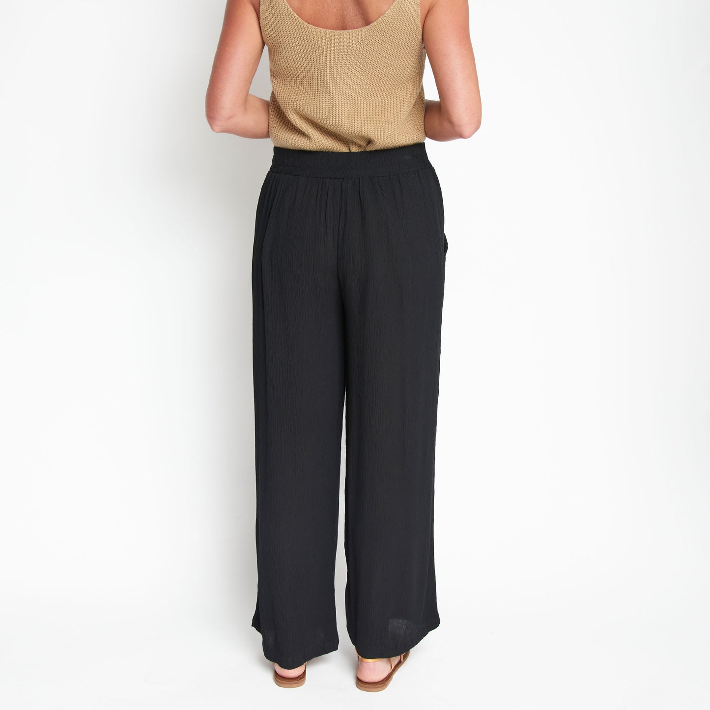 Nika Lightweight Crepe Wide Leg Drawstring Pants