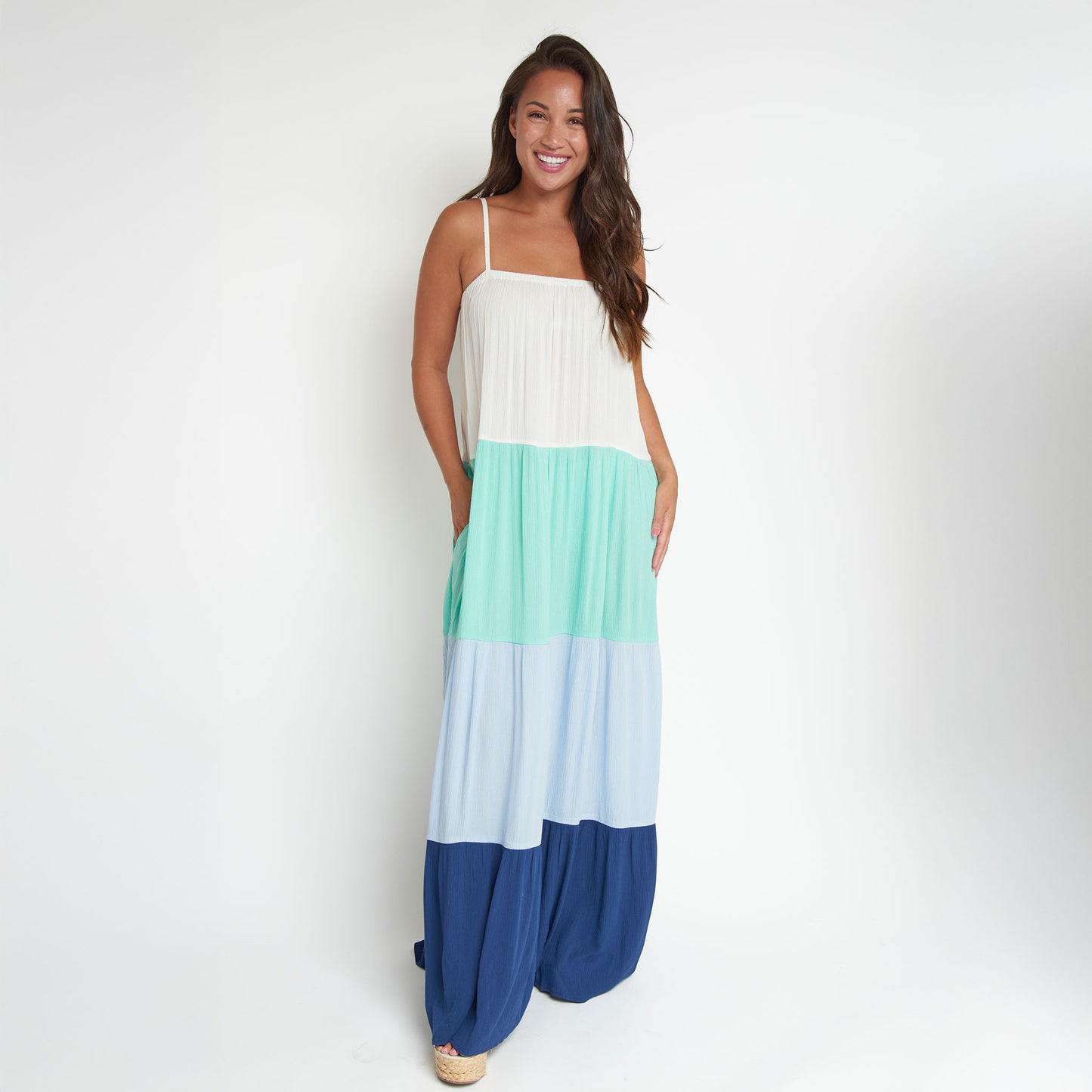 Amryn Color Block Tiered Maxi Dress