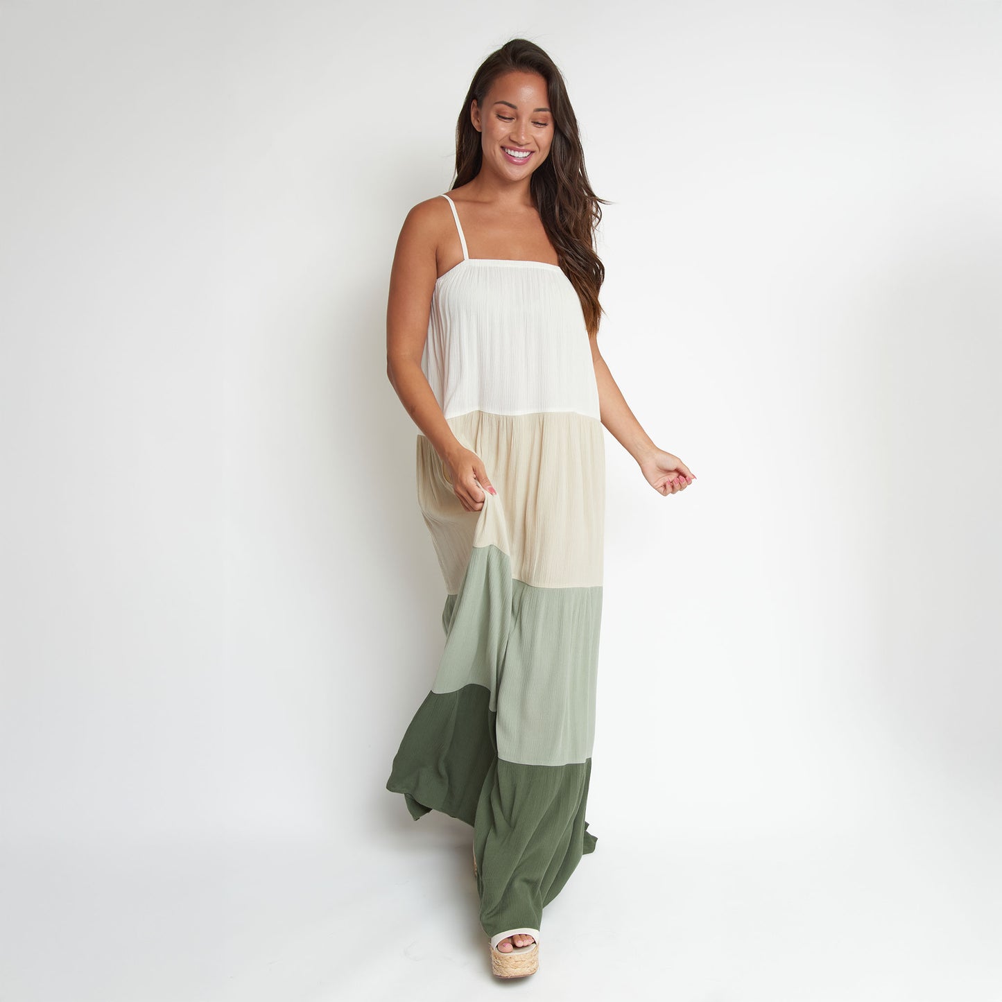 Amryn Color Block Tiered Maxi Dress