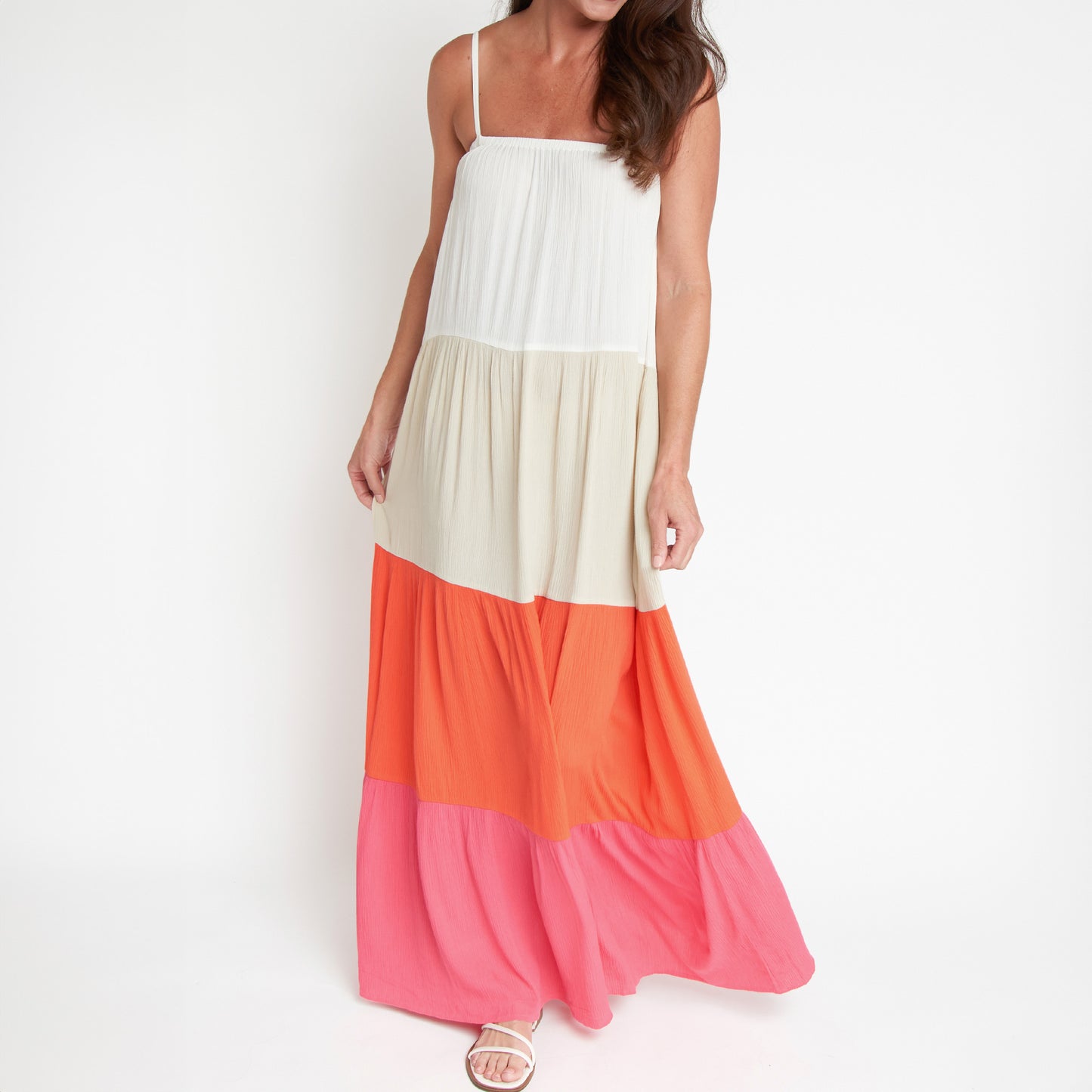 Amryn Color Block Tiered Maxi Dress