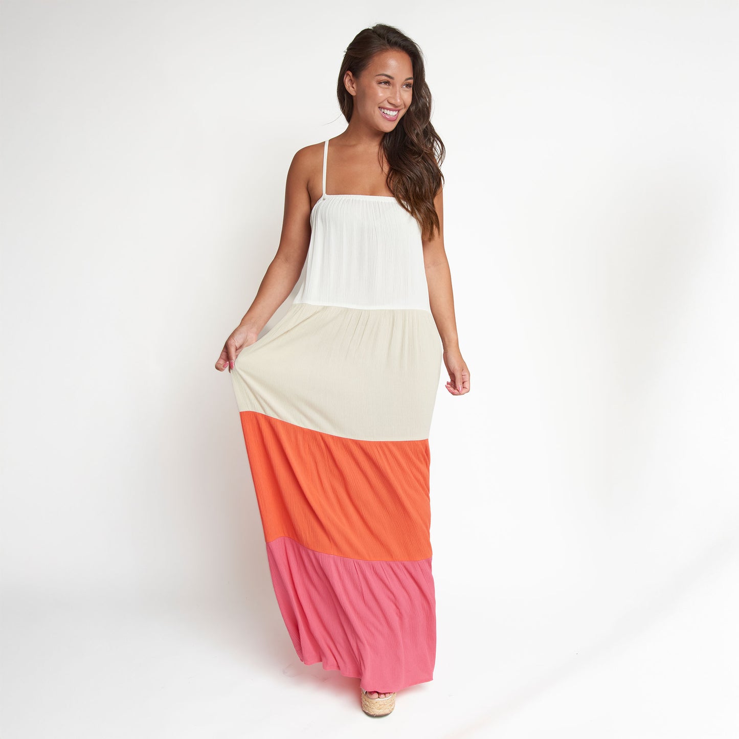 Amryn Color Block Tiered Maxi Dress