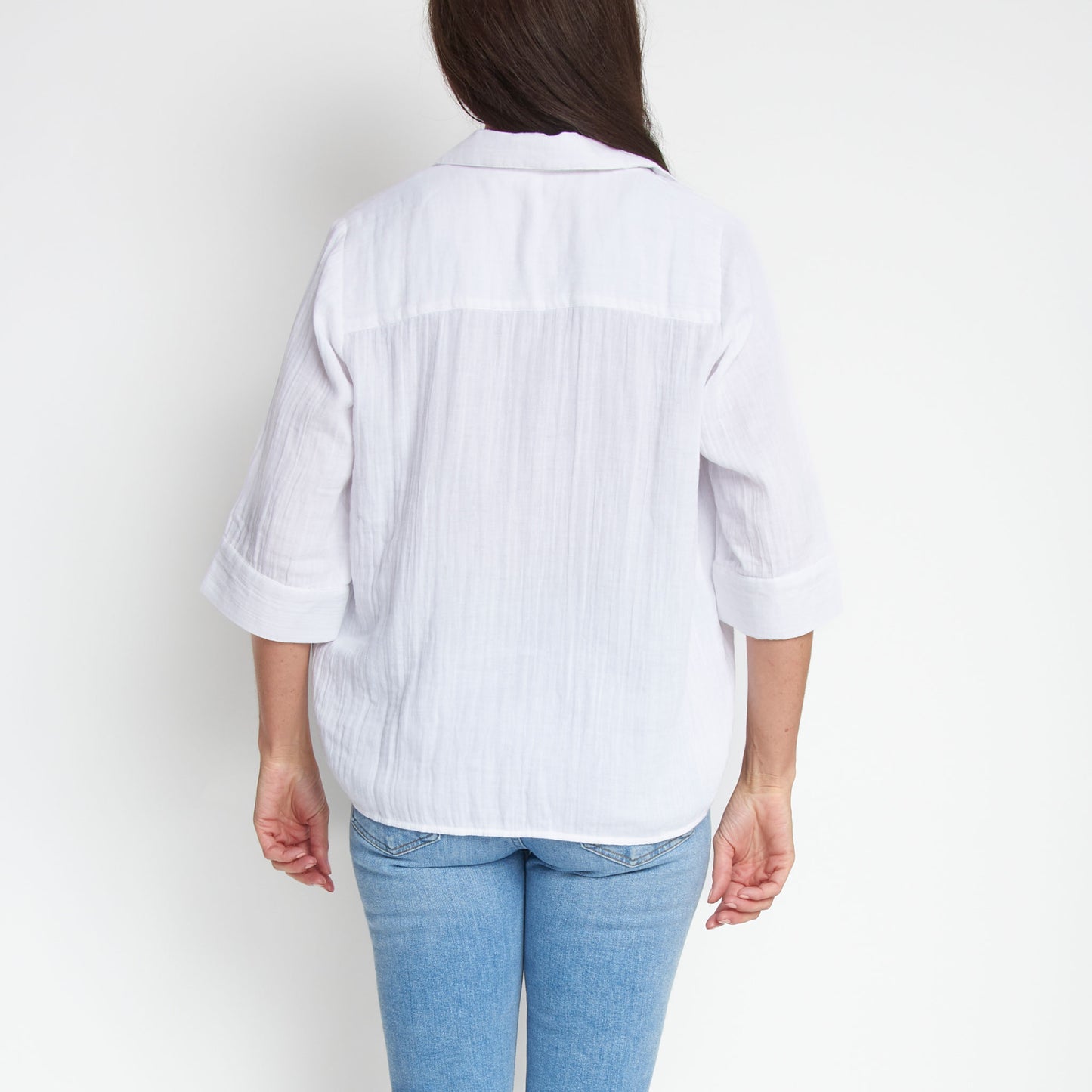 Dylan Cotton Gauze 3/4 Sleeve Button Up Top