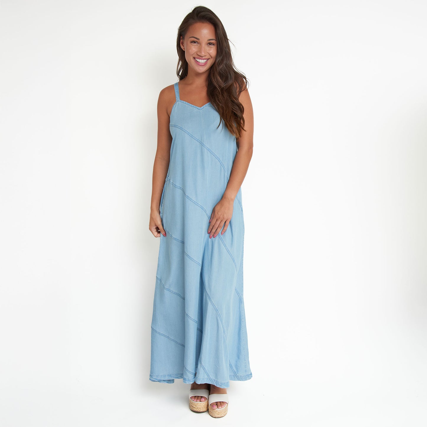 Bailey Chambray V-Neck Maxi Dress