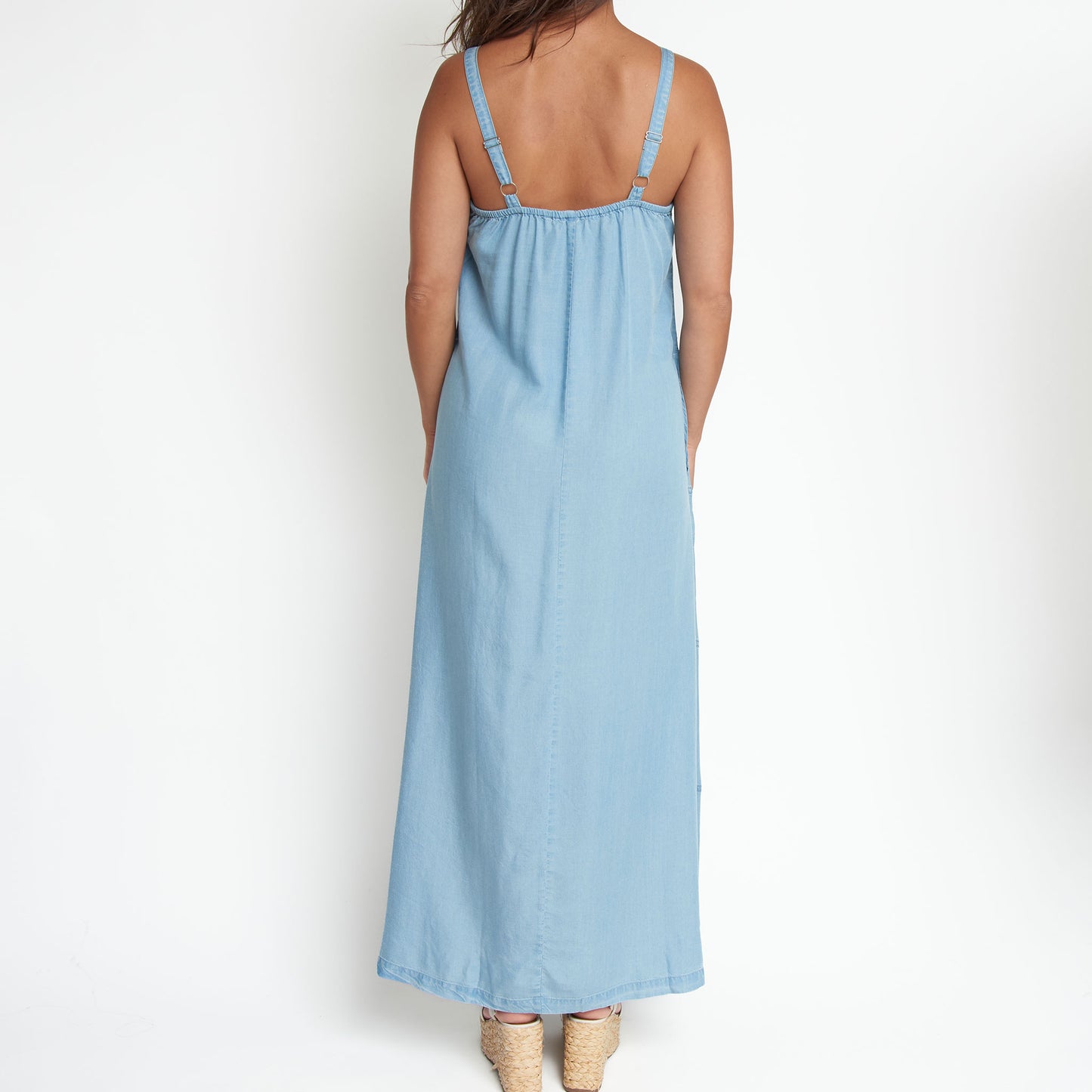 Bailey Chambray V-Neck Maxi Dress