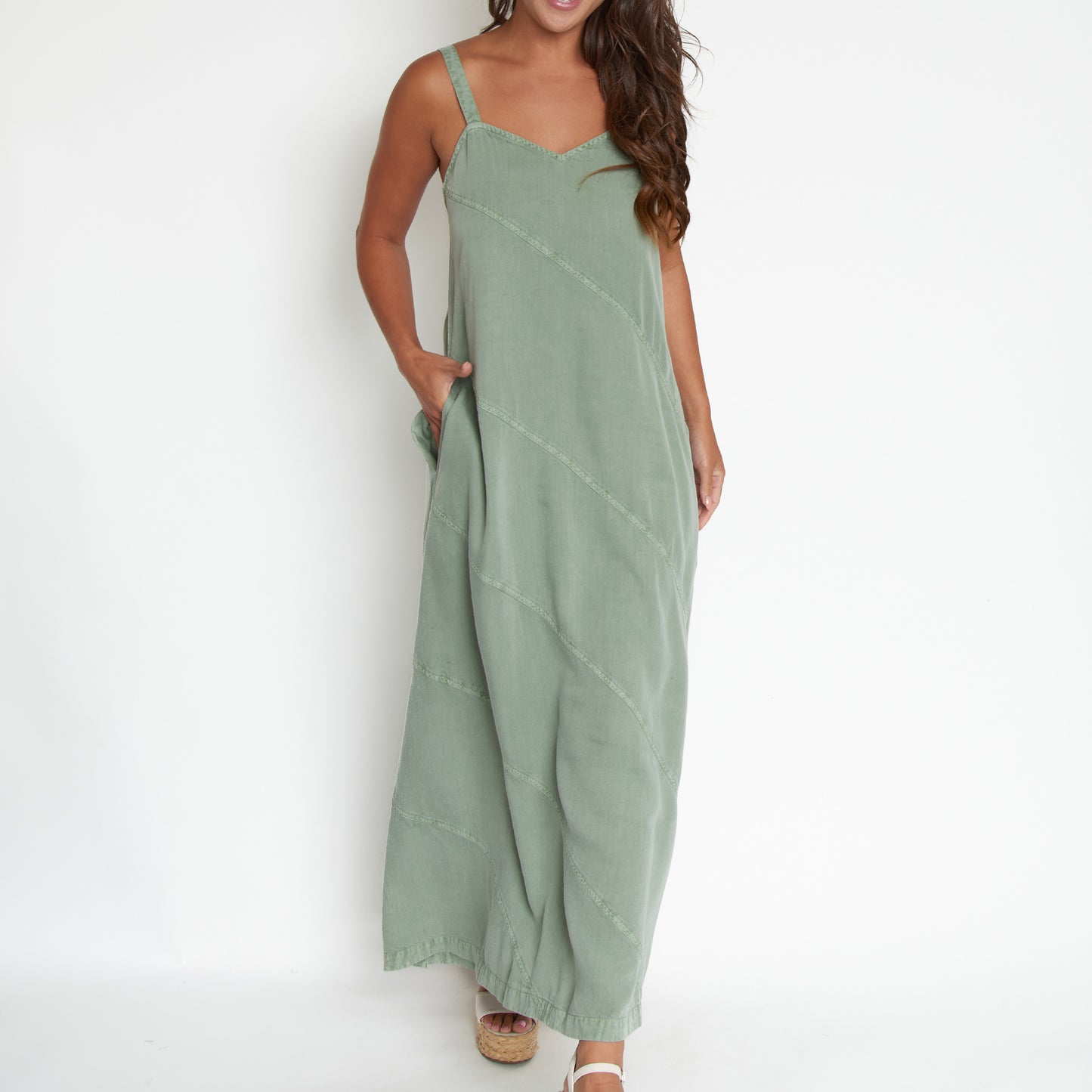 Bailey Chambray V-Neck Maxi Dress