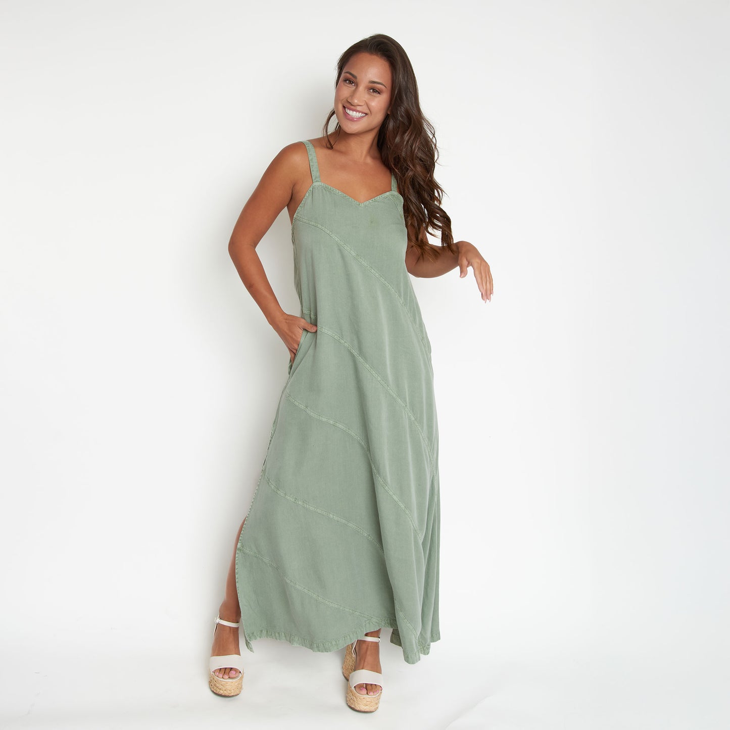 Bailey Chambray V-Neck Maxi Dress