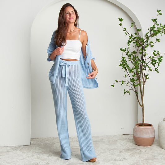 Catalina Knit Wide Leg Drawstring Beach Pants