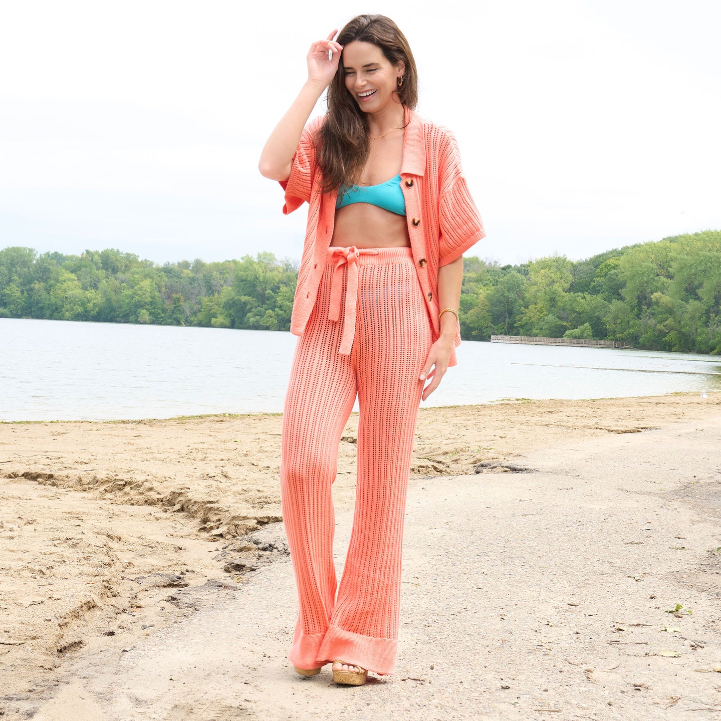 Catalina Knit Wide Leg Drawstring Beach Pants