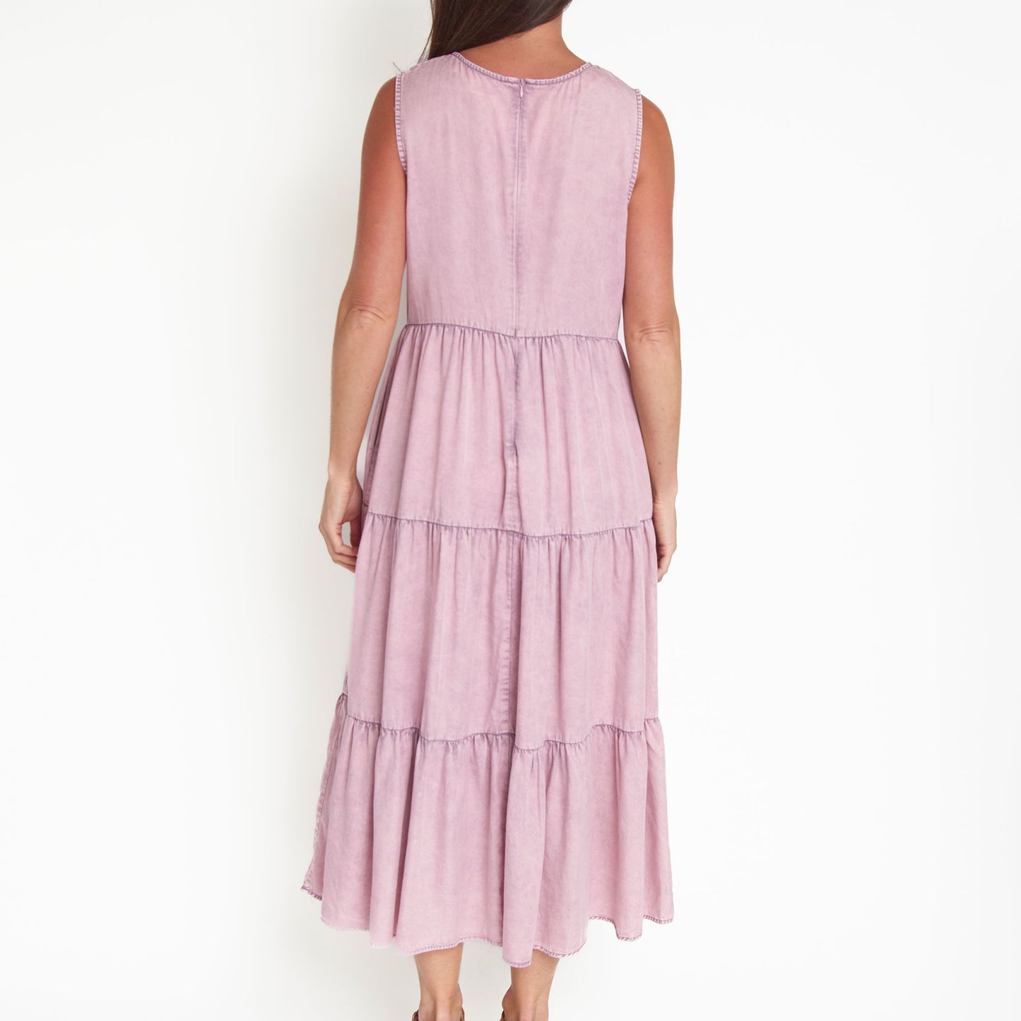 Magnolia Tiered Chambray Sleeveless Maxi Dress