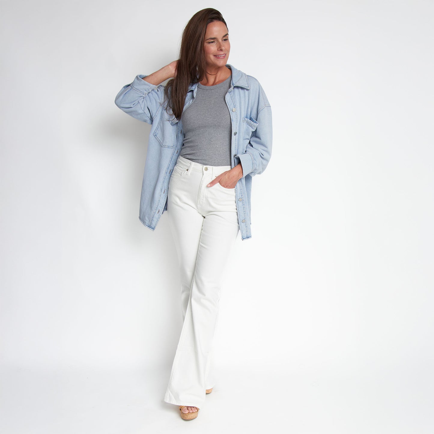 Lyssa Long Sleeve Button Down Terrycloth Shacket