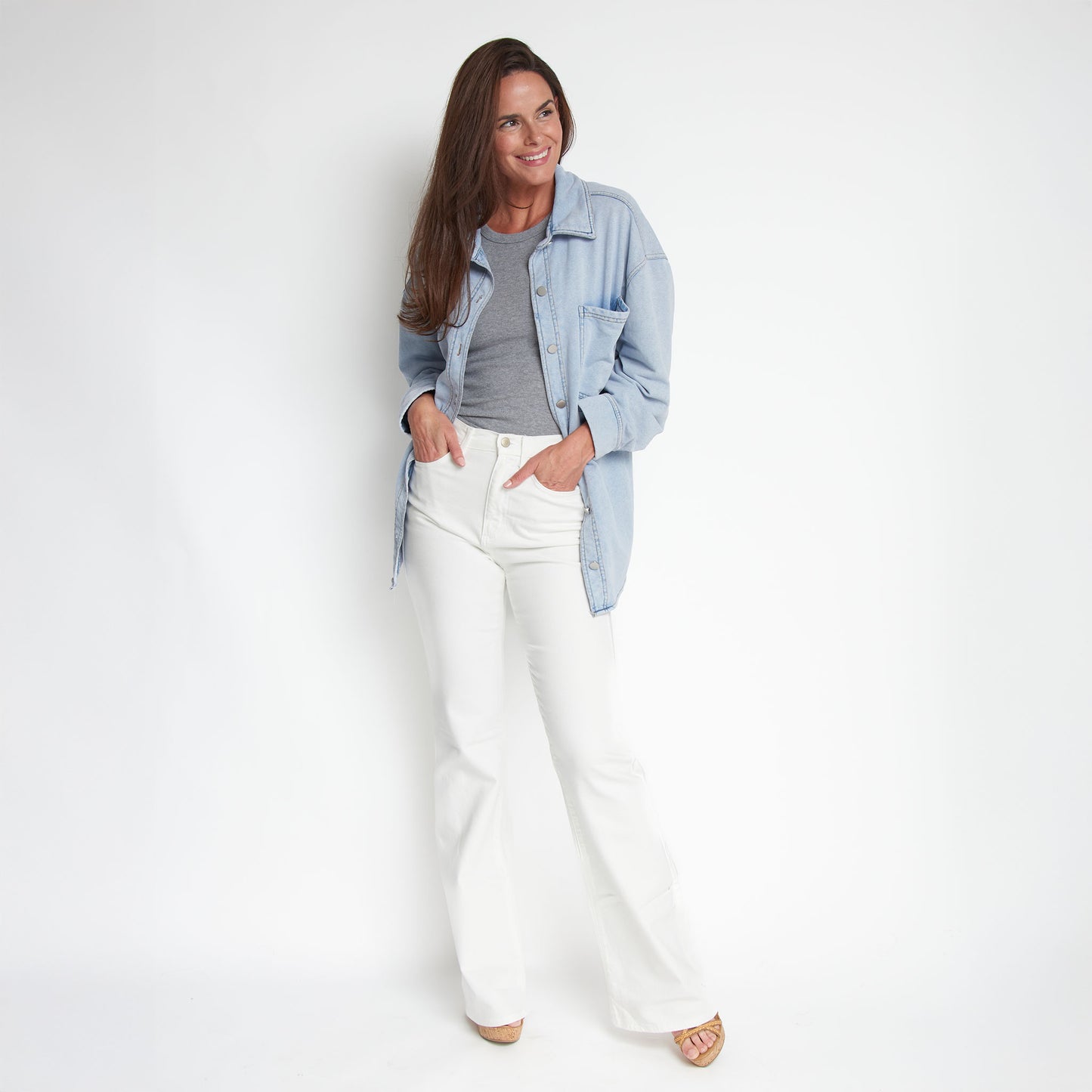 Lyssa Long Sleeve Button Down Terrycloth Shacket