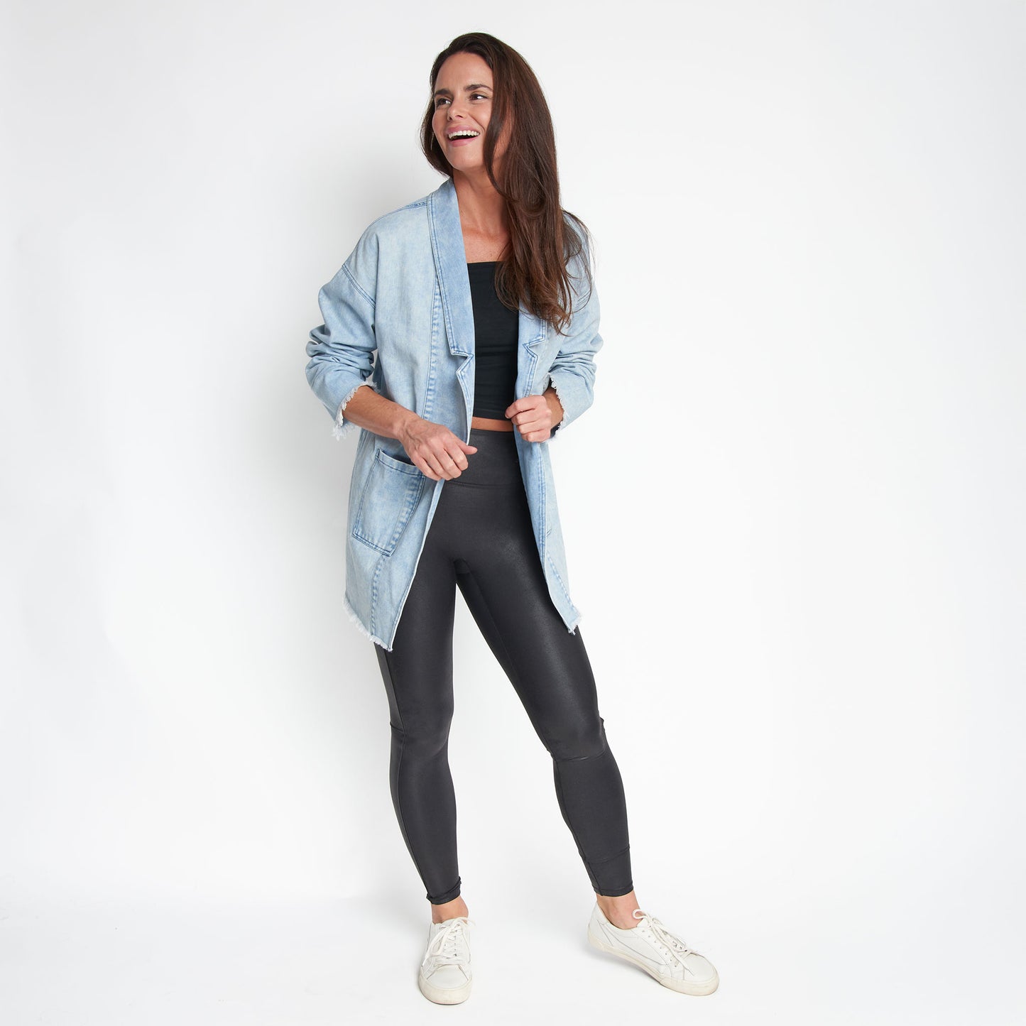 Nikki Oversized Collared Light Wash Denim Blazer