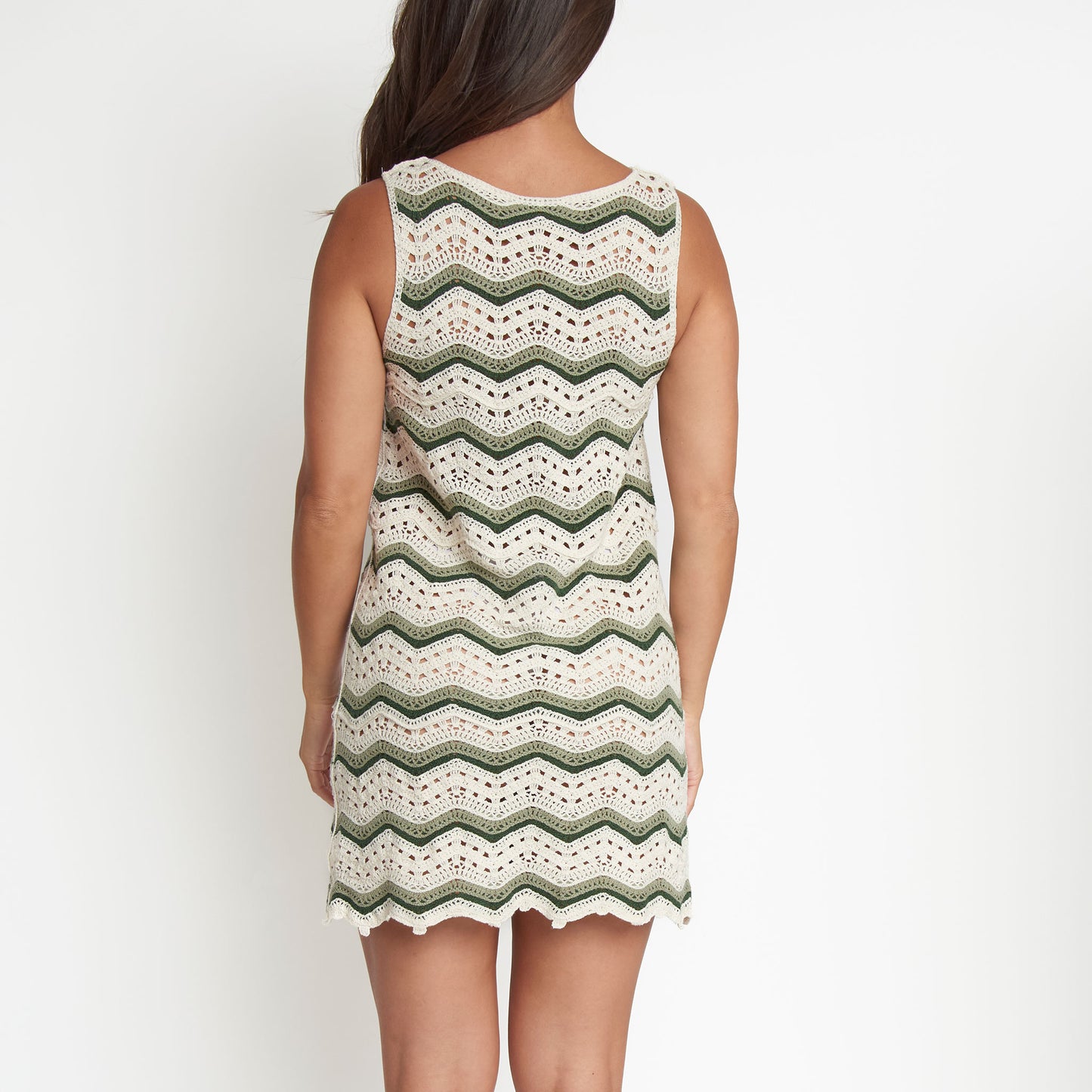 Kala Striped Sleeveless Scoop Neck Crochet Dress