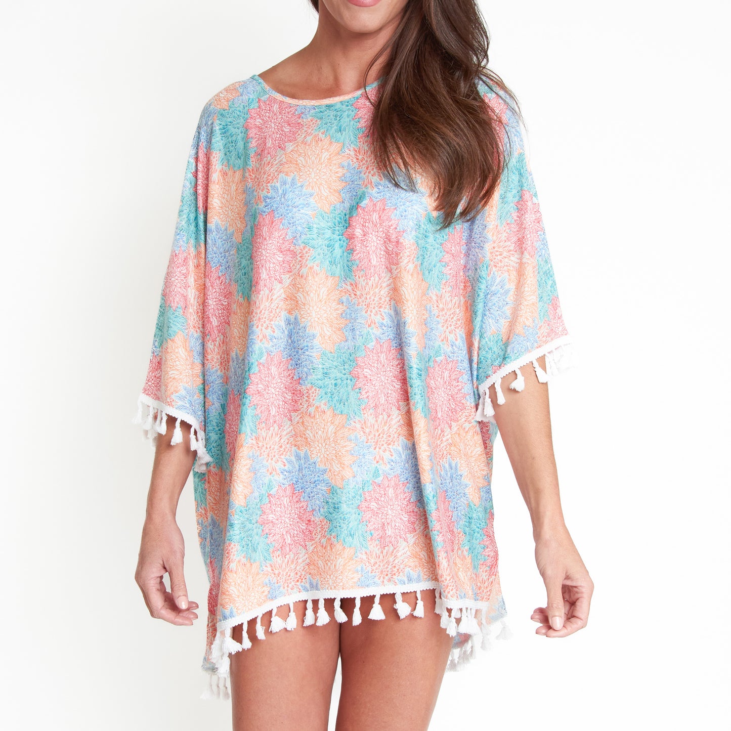 Elsie Fire Mandala One Size Fringe Swim Beach Cover Up