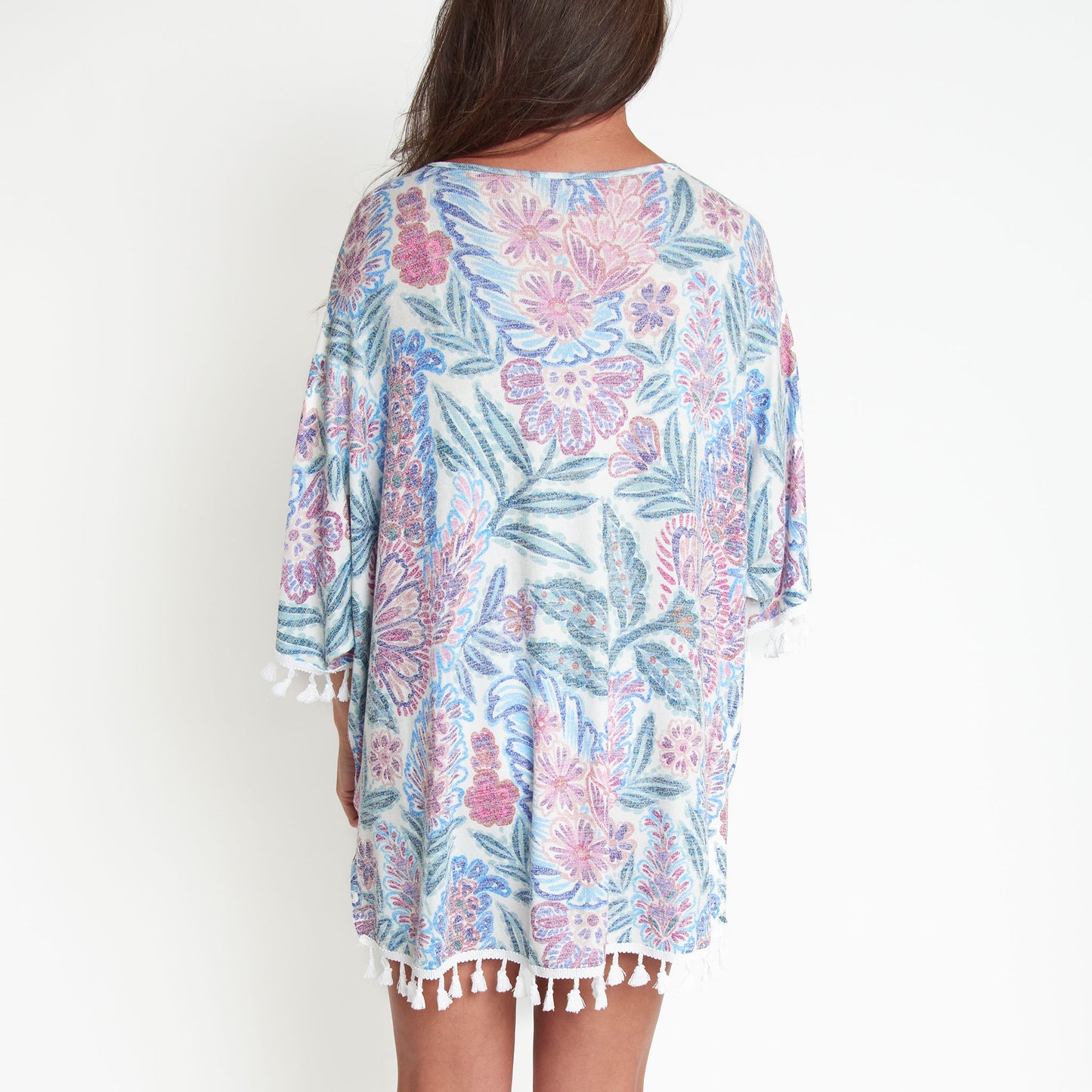 Elsie Purple Paisley One Size Fringe Swim Beach Cover Up