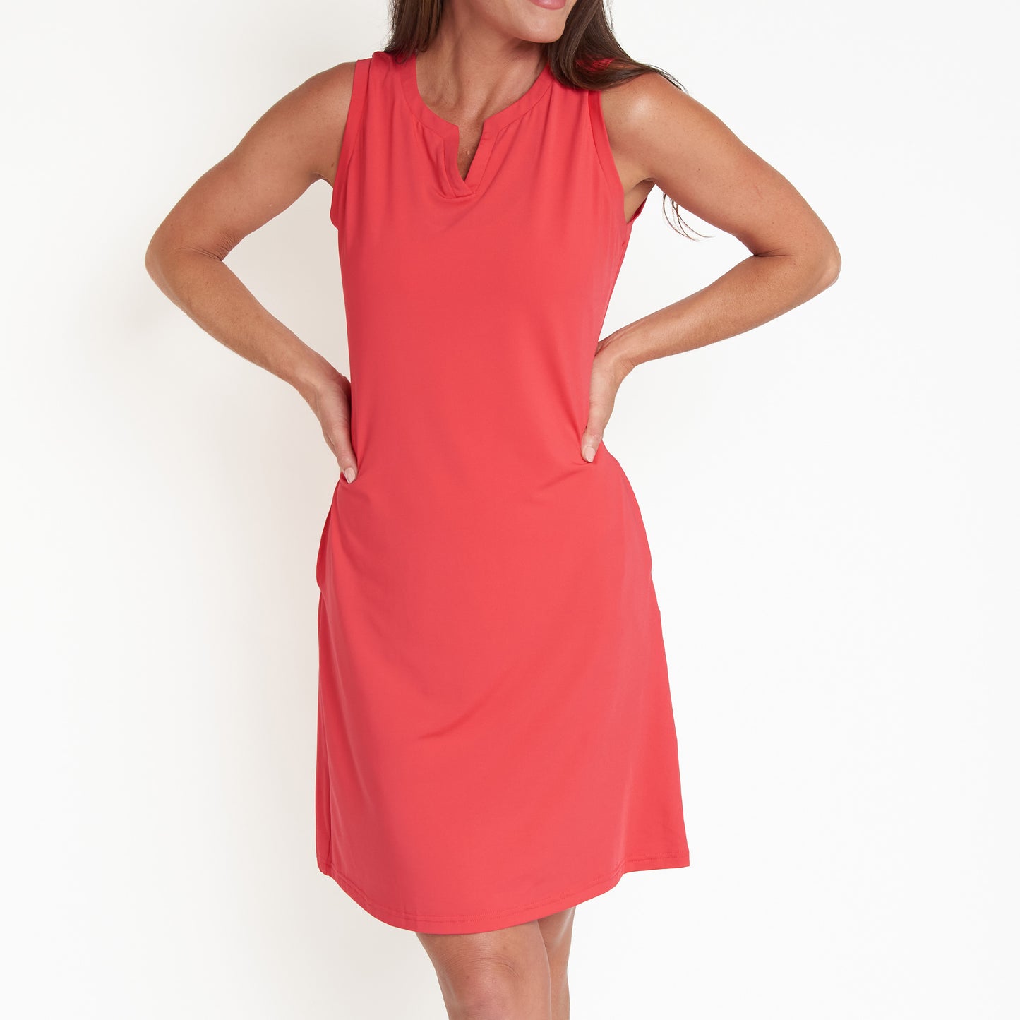 Zoey Quick Dry Sleeveless Shift Dress with Pockets