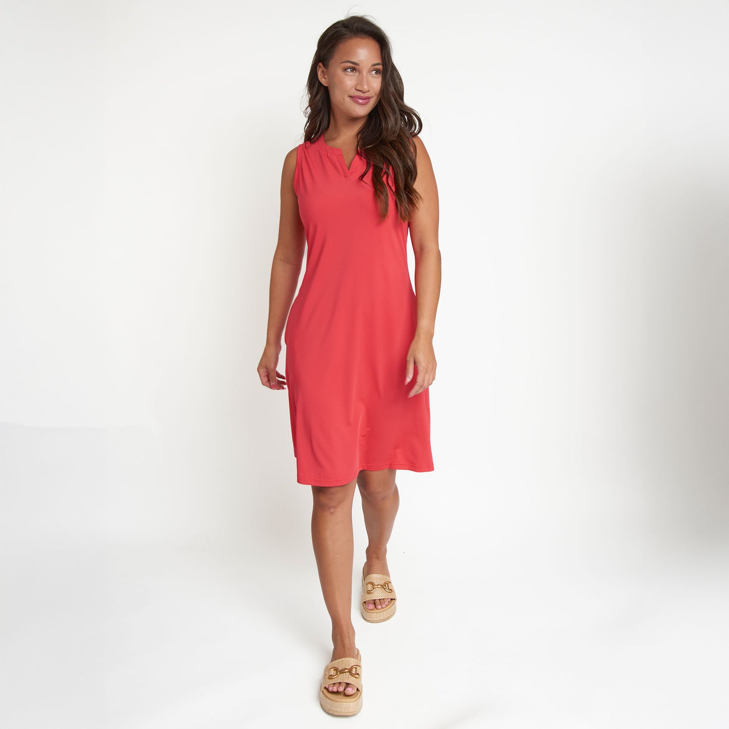 Zoey Quick Dry Sleeveless Shift Dress with Pockets