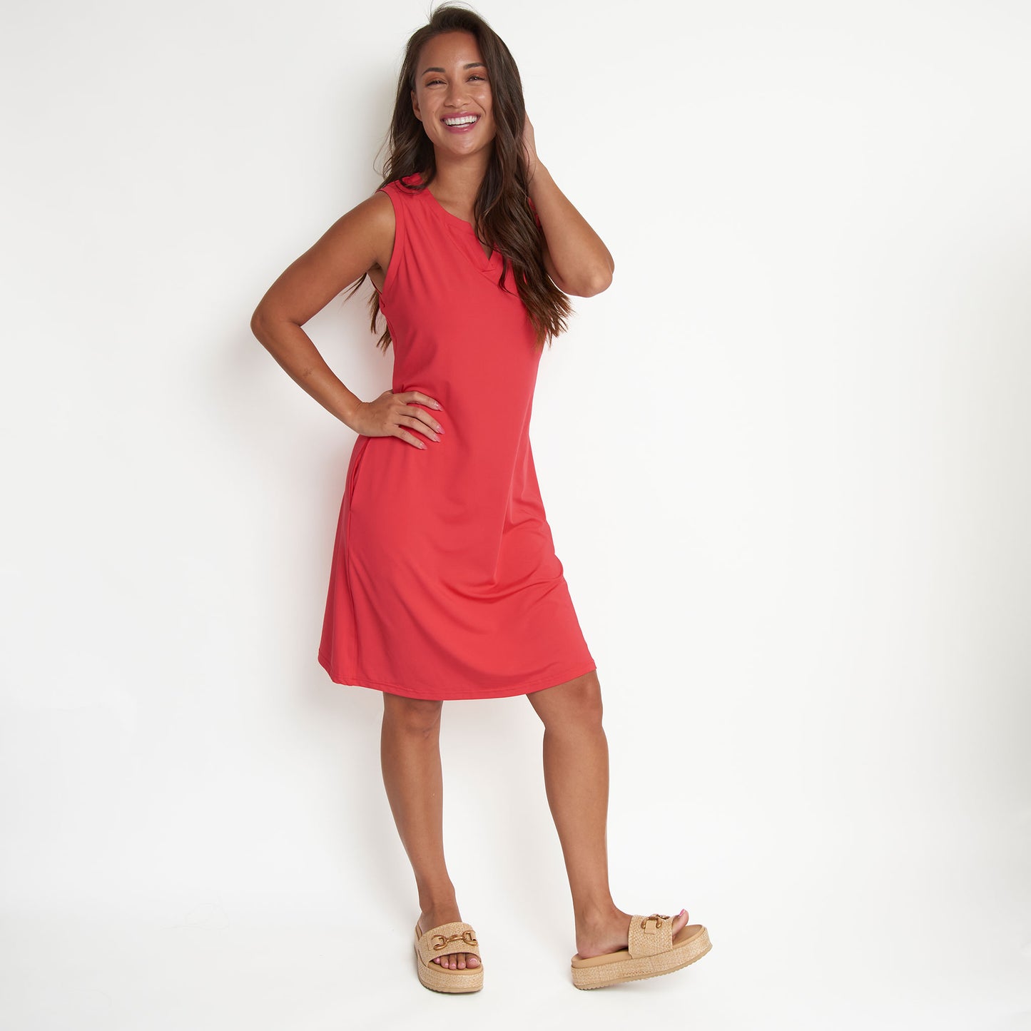 Zoey Quick Dry Sleeveless Shift Dress with Pockets