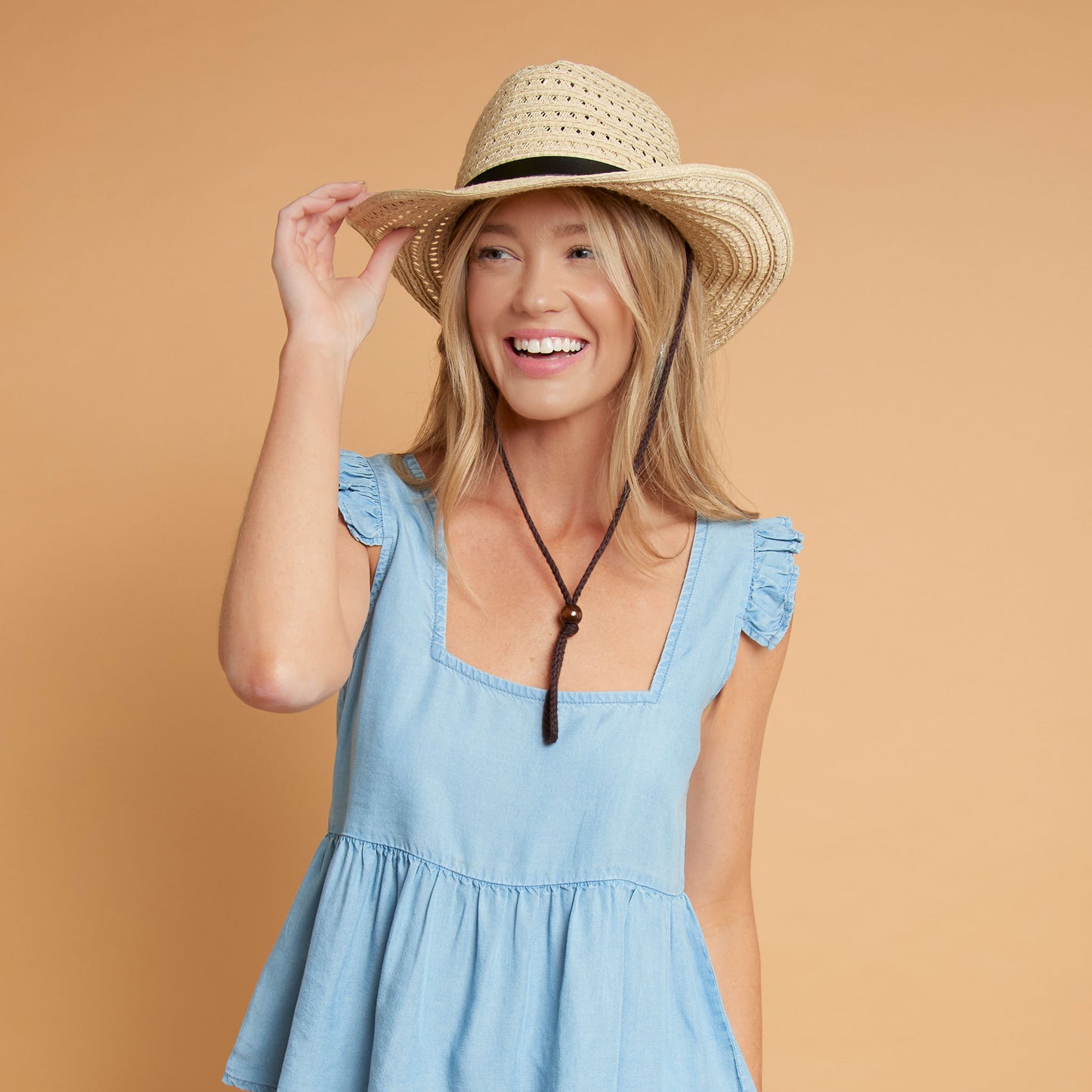 Kiki Woven Belted Drawstring Sun Hat