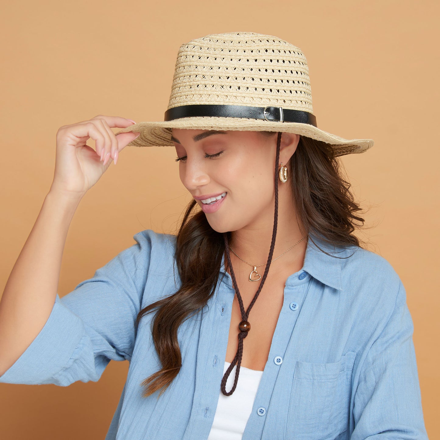 Kiki Woven Belted Drawstring Sun Hat