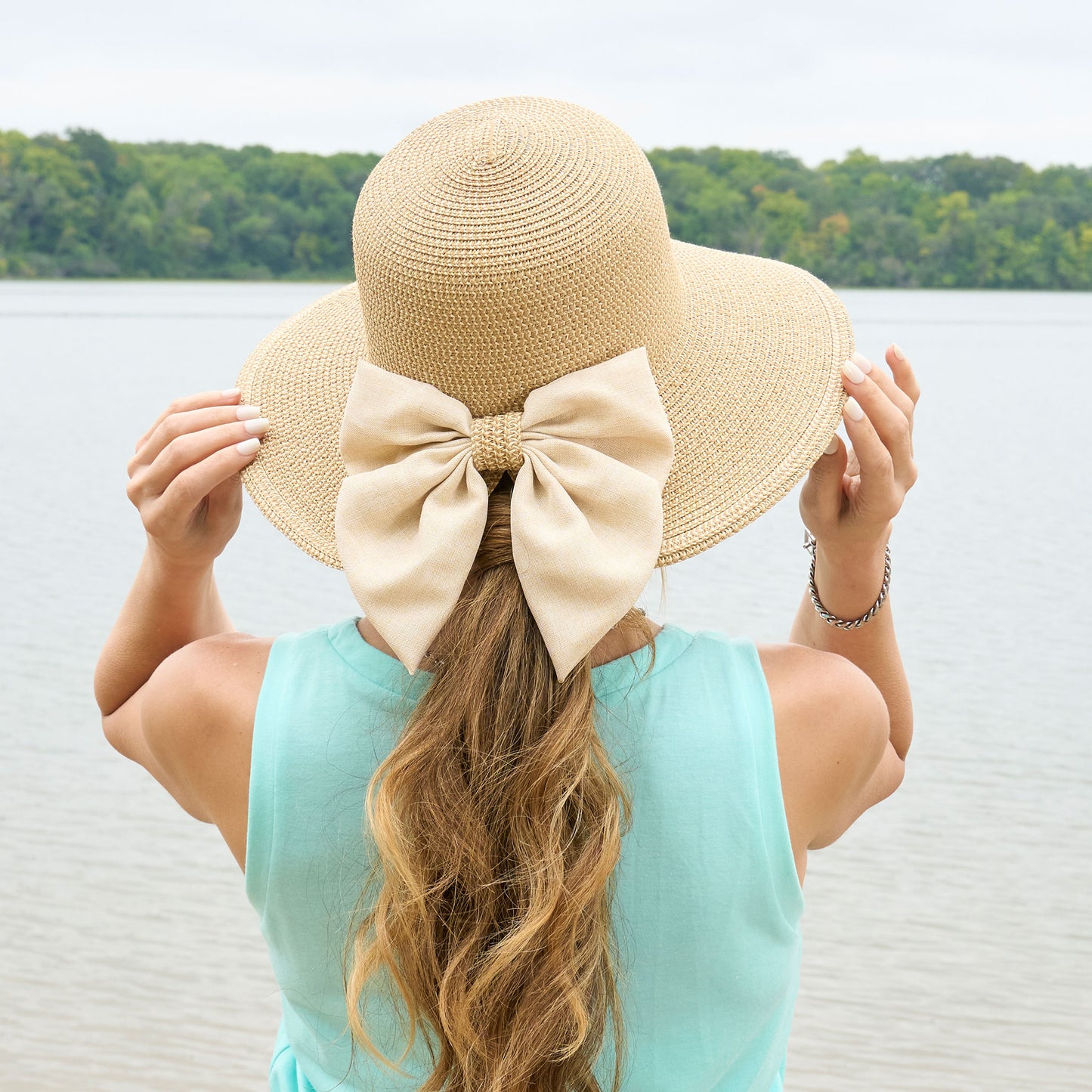 Zaya Boho Ponytail Sun Hat with Bow