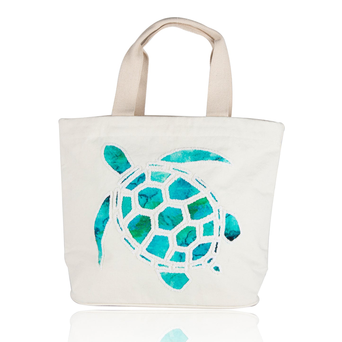 Fiji Embroidered Turtle Water Resistant Beach Tote Bag