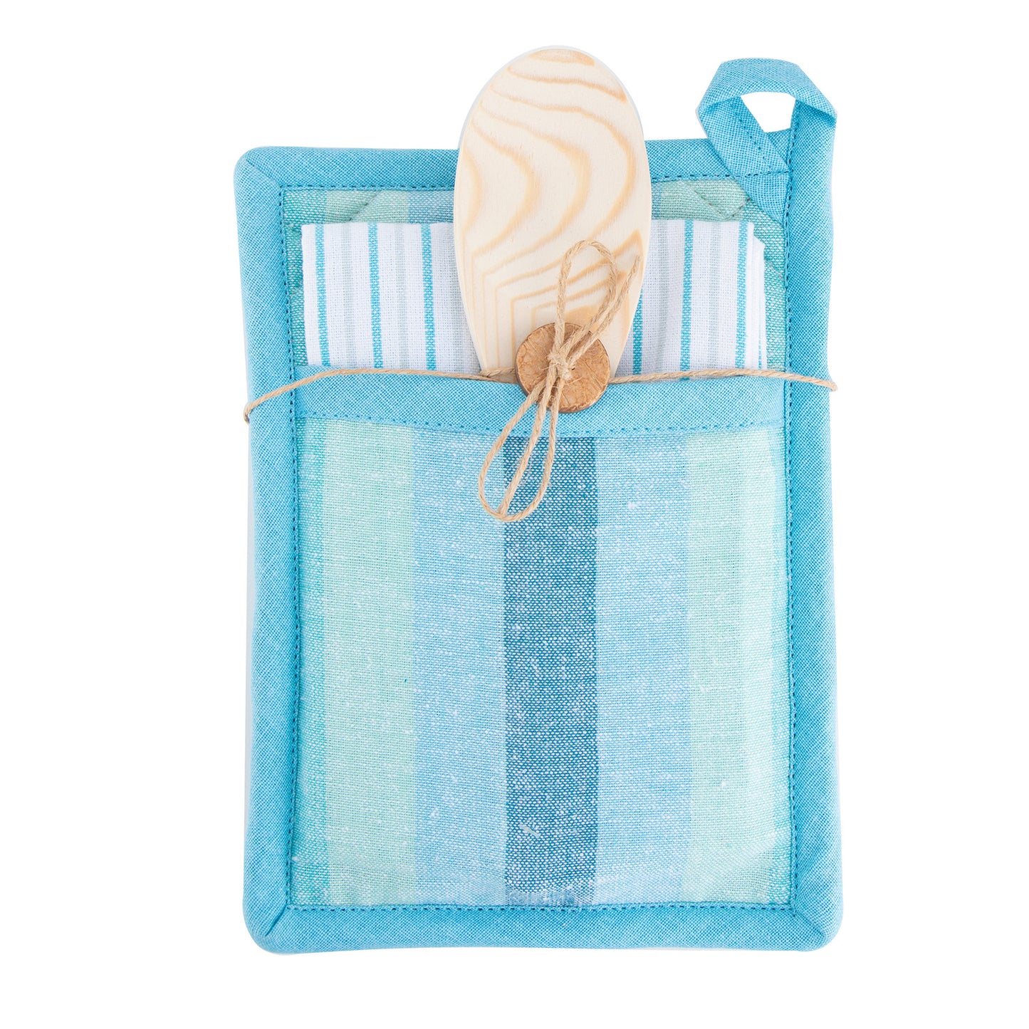 3 Piece Seafoam Stripe Kitchen Tea Towel Set