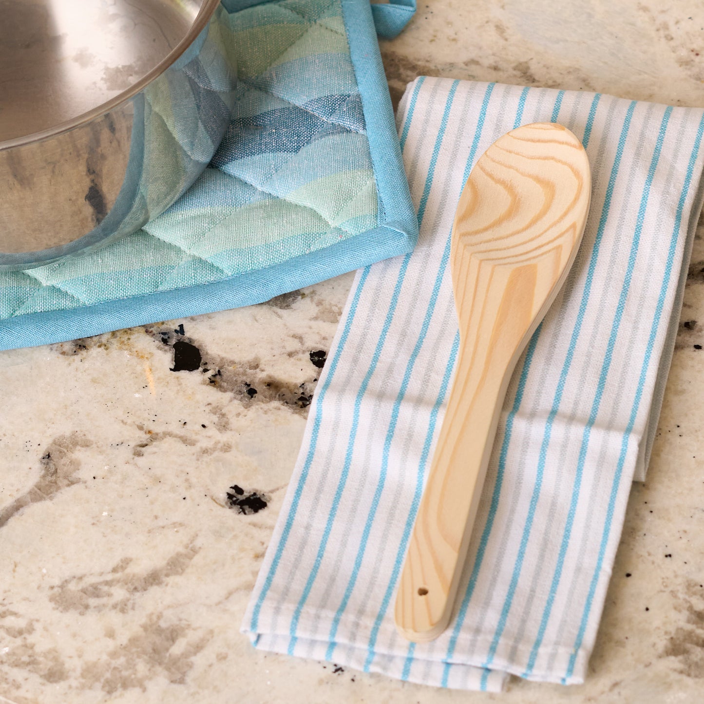 3 Piece Seafoam Stripe Kitchen Tea Towel Set